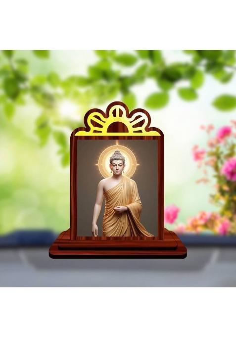Giftsrange Gautam Buddha Mahavira Siddhartha Car Dashboard Idol Decorative Showpiece - 9.5 Cm(Wood Multicolor)