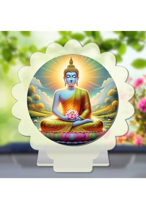 Giftsrange Gautam Buddha Mahavira Siddhartha White Premium Car Dashboard Idol Decorative Showpiece - 8 Cm(Plastic Multicolor White)