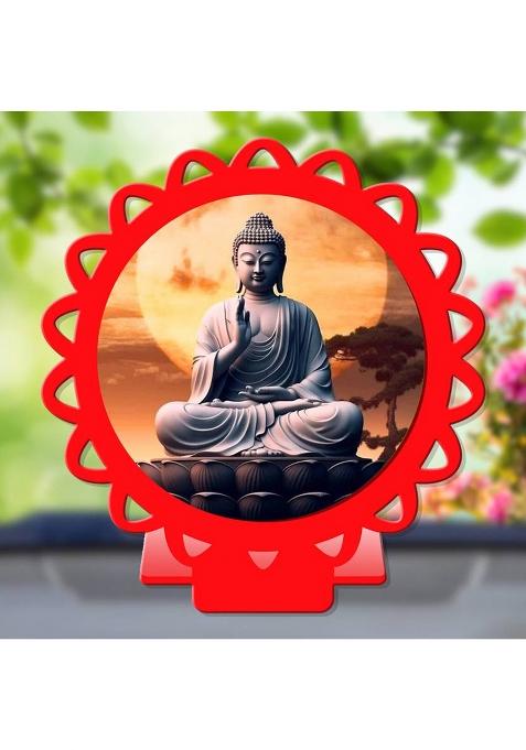 Giftsrange Gautam Buddha Mahavira Siddhartha Red Shining Car Dashboard Idol Decorative Showpiece - 8 Cm(Plastic Multicolor Red)