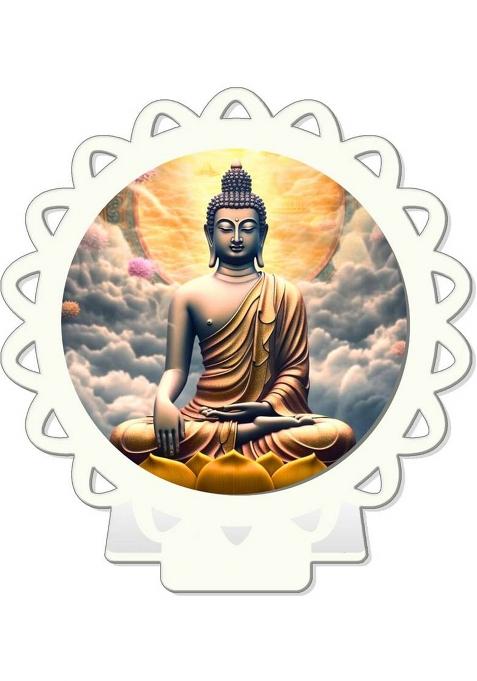 Giftsrange Gautam Buddha Mahavira Car Dashboard Idol White Glossy Decorative Showpiece - 8 Cm(Plastic White)