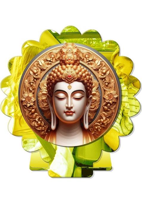 Giftsrange Gautam Buddha Mahavira Car Dashboard Idol Golden Shining Decorative Showpiece - 8 Cm(Plastic Gold)