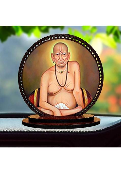 Pawandeep Lord Akkalkot Swami Ji Idol For Car Dashboard & Home Decorative Showpiece - 7.6 Cm(Wood Multicolor)