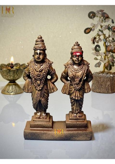 Hr Enterprises (51 Vr Copper) Vitthal Rukmini StatueVitthal Rukmani StandHome DecorShowpiece Decorative Showpiece - 13.5 Cm(Polyresin Copper)