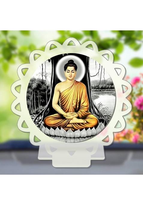 Giftsrange Gautam Buddha Mahavira Siddhartha White Premium Car Dashboard Idol Decorative Showpiece - 8 Cm(Plastic Multicolor White)