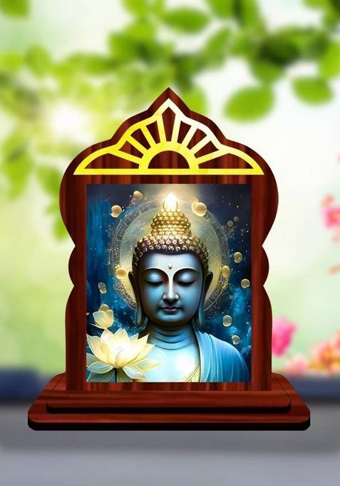 Giftsrange Gautam Buddha Mahavira Siddhartha Car Dashboard Idol Premium Decorative Showpiece - 10.4 Cm(Wood Multicolor)