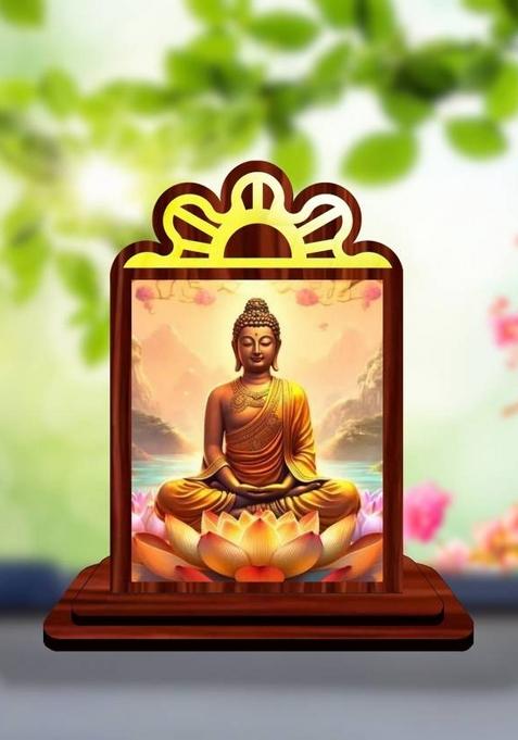 Giftsrange Gautam Buddha Mahavira Siddhartha Car Dashboard Idol Decorative Showpiece - 9.5 Cm(Wood Multicolor)