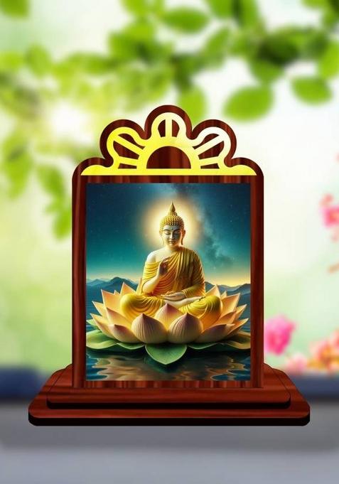 Giftsrange Gautam Buddha Mahavira Siddhartha Car Dashboard Idol Decorative Showpiece - 9.5 Cm(Wood Multicolor)