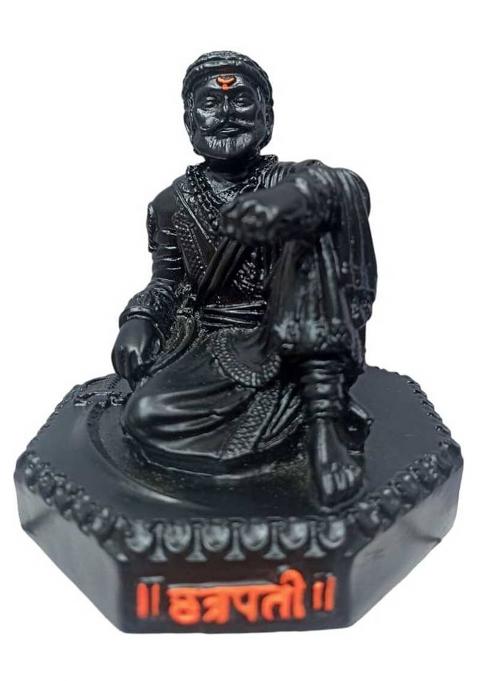 Tanvi Collections Chhatrapati Shivaji Maharaj Statue God Idol Decorative Showpiece - 10 Cm(Polyresin Black)