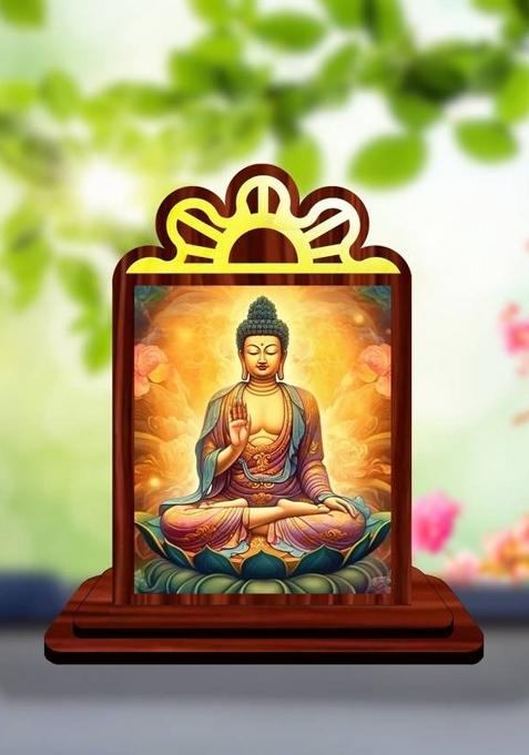 Giftsrange Gautam Buddha Mahavira Siddhartha Car Dashboard Idol Decorative Showpiece - 9.5 Cm(Wood Multicolor)