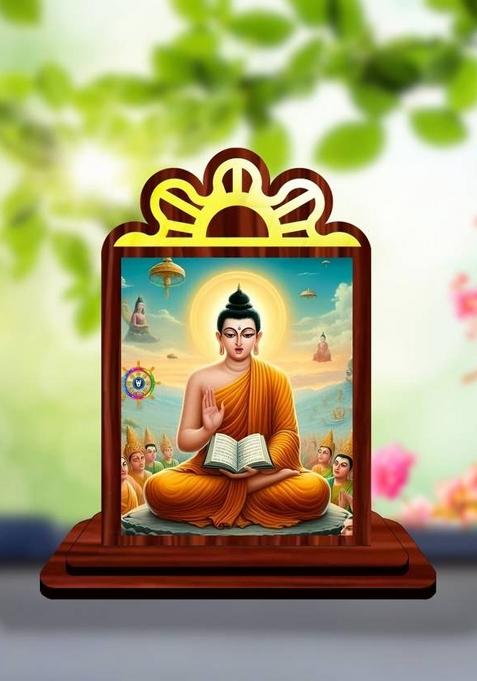 Giftsrange Gautam Buddha Mahavira Siddhartha Car Dashboard Idol Decorative Showpiece - 9.5 Cm(Wood Multicolor)