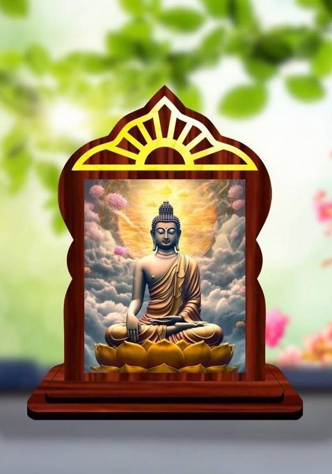 Giftsrange Gautam Buddha Mahavira Siddhartha Car Dashboard Idol Premium Decorative Showpiece - 10.4 Cm(Wood Multicolor)
