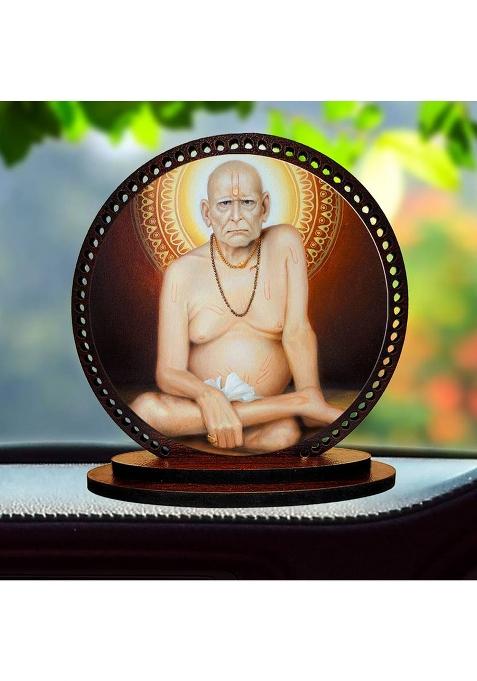 Giftzlane Lord Akkalkot Swami / Swami Samarth Dashboard Idol For Car And Home Decorative Showpiece - 3 Cm(Wood Multicolor)