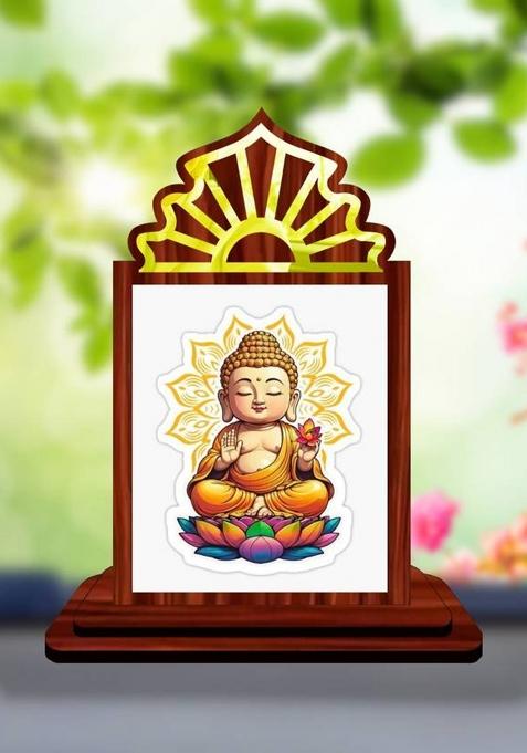 Giftsrange Gautam Buddha Mahavira Siddhartha Car Dashboard Idol Decorative Showpiece - 10.5 Cm(Wood Multicolor)