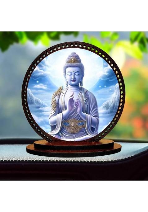 Giftzlane Gautam Buddha Mahavira Siddhartha Car Dashboard Idol Decorative Showpiece - 7.62 Cm(Wood Multicolor)