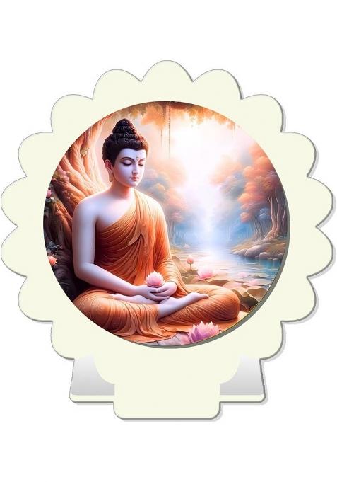 Giftsrange Gautam Buddha Mahavira Car Dashboard Idol White Glossy Decorative Showpiece - 8 Cm(Plastic White)