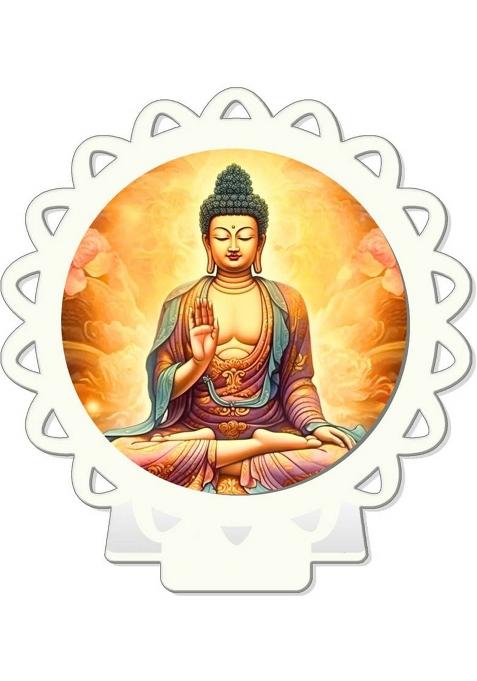 Giftsrange Gautam Buddha Mahavira Car Dashboard Idol White Glossy Decorative Showpiece - 8 Cm(Plastic White)