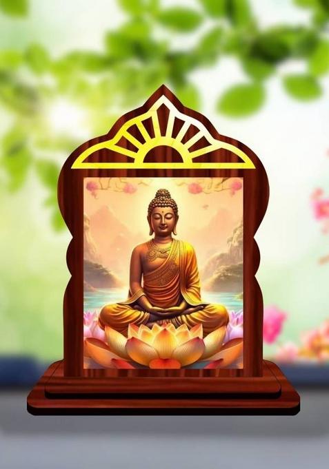 Giftsrange Gautam Buddha Mahavira Siddhartha Car Dashboard Idol Premium Decorative Showpiece - 10.4 Cm(Wood Multicolor)