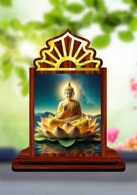 Giftzlane Gautam Buddha Mahavira Siddhartha Car Dashboard Idol Premium Decorative Showpiece - 10.5 Cm(Wood Multicolor)