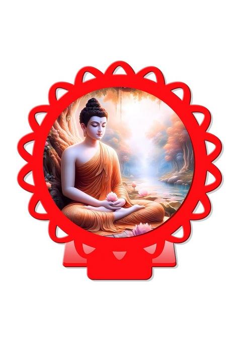Giftsrange Gautam Buddha Mahavira Car Dashboard Idol Red Glossy Decorative Showpiece - 8 Cm(Plastic Red)