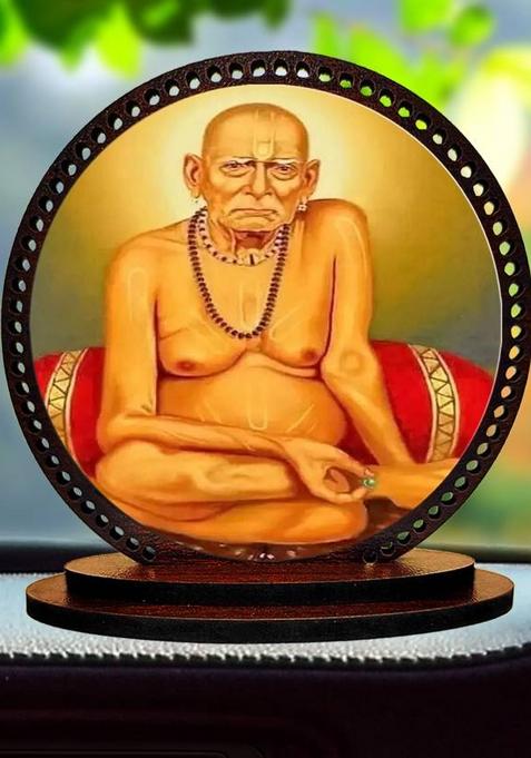 Artle Media Lord Akkalkot Swami / Swami Samarth Dashboard Idol For Car And Home Decorative Showpiece - 3 Cm(Wood Multicolor)