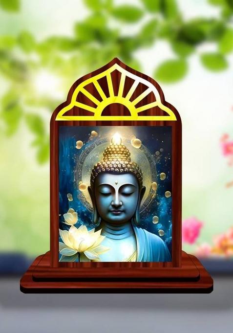 Giftzlane Gautam Buddha Mahavira Siddhartha Car Dashboard Idol Premium Decorative Showpiece - 10.5 Cm(Wood Multicolor)