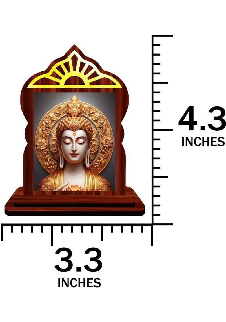 Giftzlane Gautam Buddha Mahavira Siddhartha Car Dashboard Idol Premium Decorative Showpiece - 10.5 Cm(Wood Multicolor) - Indya