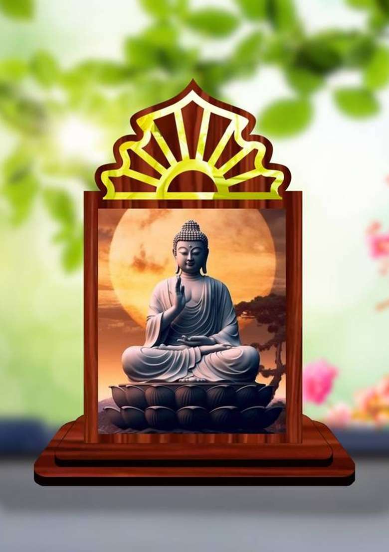 Giftzlane Gautam Buddha Mahavira Siddhartha Car Dashboard Idol Premium Decorative Showpiece - 10.5 Cm(Wood Multicolor) - Indya