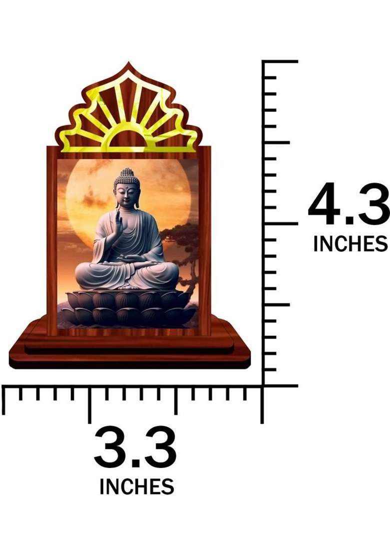 Giftzlane Gautam Buddha Mahavira Siddhartha Car Dashboard Idol Premium Decorative Showpiece - 10.5 Cm(Wood Multicolor) - Indya