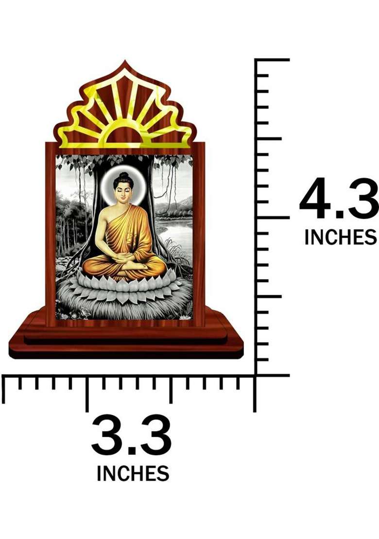 Giftsrange Gautam Buddha Mahavira Siddhartha Car Dashboard Idol Premium Decorative Showpiece - 10.5 Cm(Wood Multicolor) - Indya