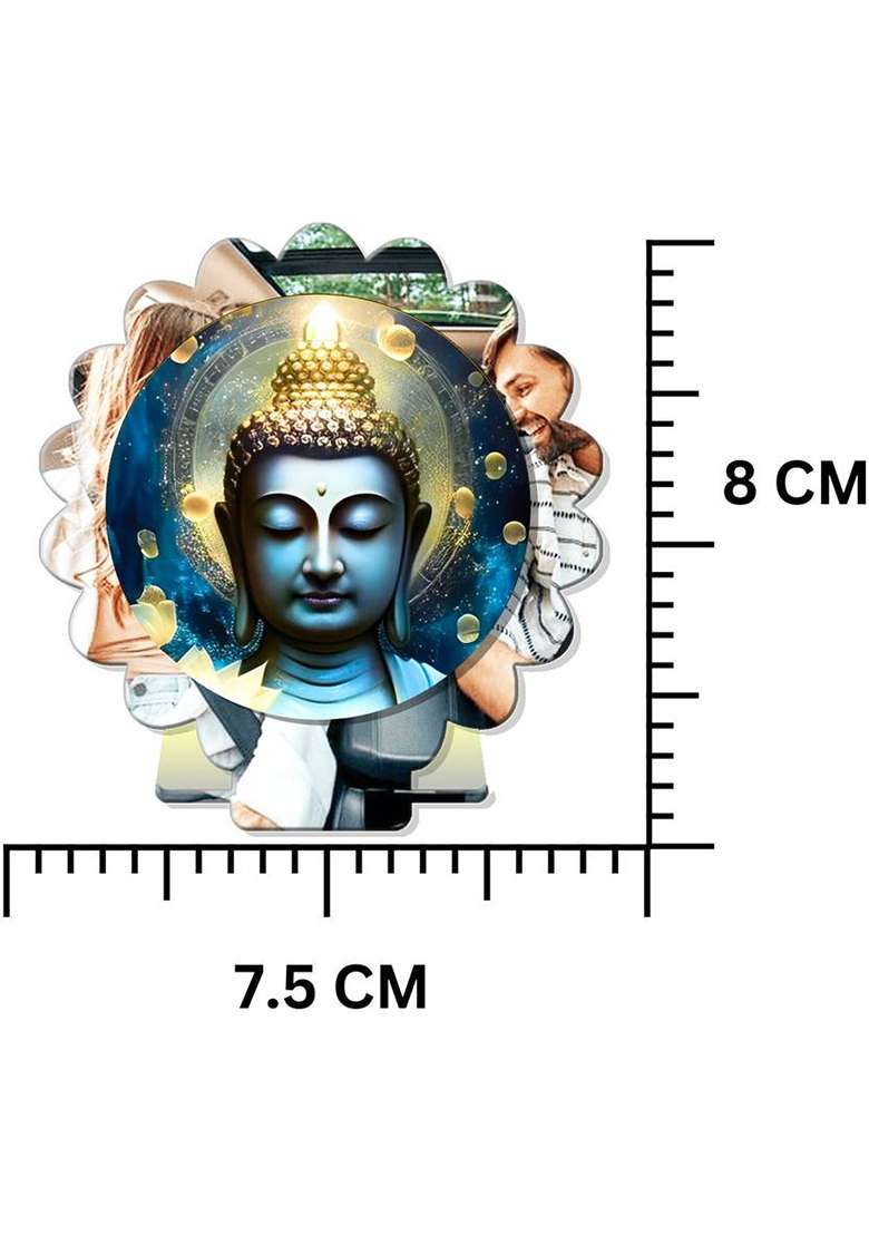 Giftsrange Gautam Buddha Mahavira Siddhartha Silver Mirror Shine Car Dashboard Idol Decorative Showpiece - 8 Cm(Plastic Multicolor Silver) - Indya
