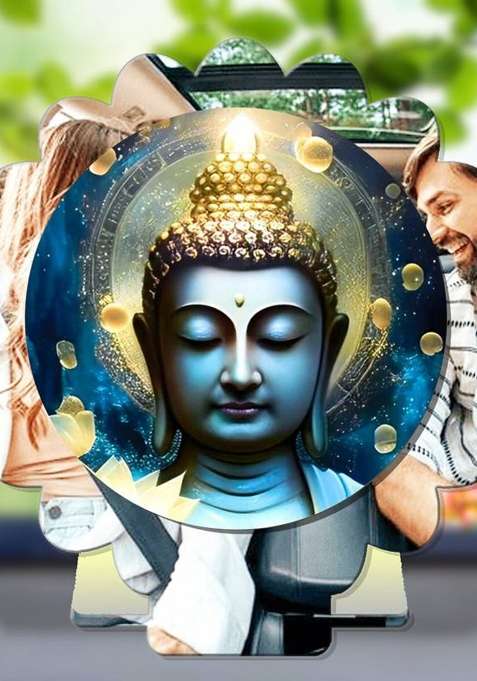 Giftsrange Gautam Buddha Mahavira Siddhartha Silver Mirror Shine Car Dashboard Idol Decorative Showpiece - 8 Cm(Plastic Multicolor Silver)