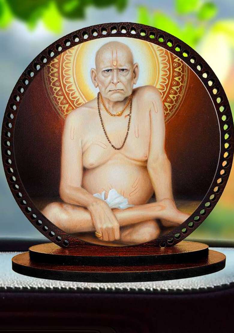 Artle Media Lord Akkalkot Swami / Swami Samarth Dashboard Idol For Car And Home Decorative Showpiece - 3 Cm(Wood Multicolor) - Indya