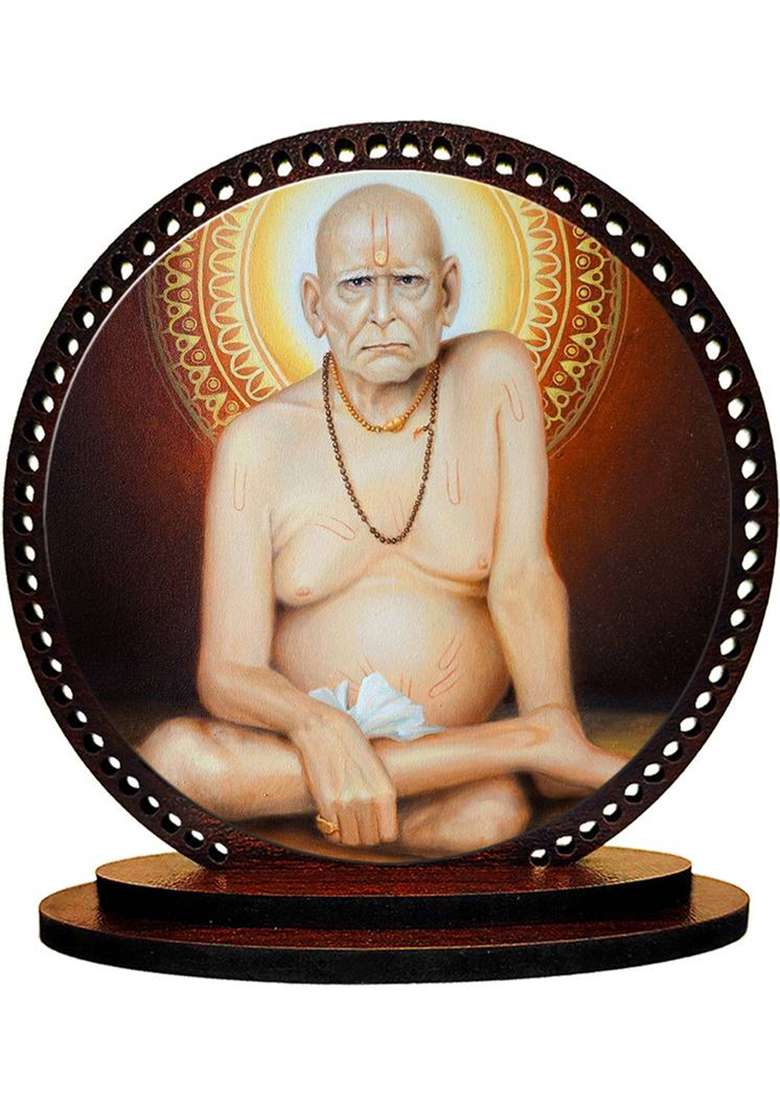 Artle Media Lord Akkalkot Swami / Swami Samarth Dashboard Idol For Car And Home Decorative Showpiece - 3 Cm(Wood Multicolor) - Indya