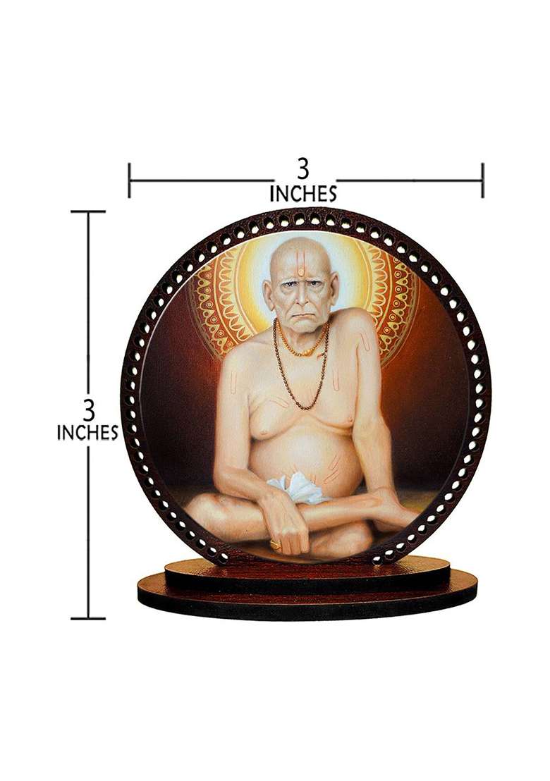 Artle Media Lord Akkalkot Swami / Swami Samarth Dashboard Idol For Car And Home Decorative Showpiece - 3 Cm(Wood Multicolor) - Indya