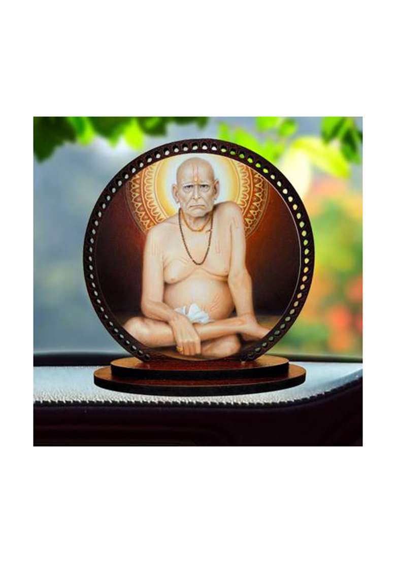Artle Media Lord Akkalkot Swami / Swami Samarth Dashboard Idol For Car And Home Decorative Showpiece - 3 Cm(Wood Multicolor) - Indya