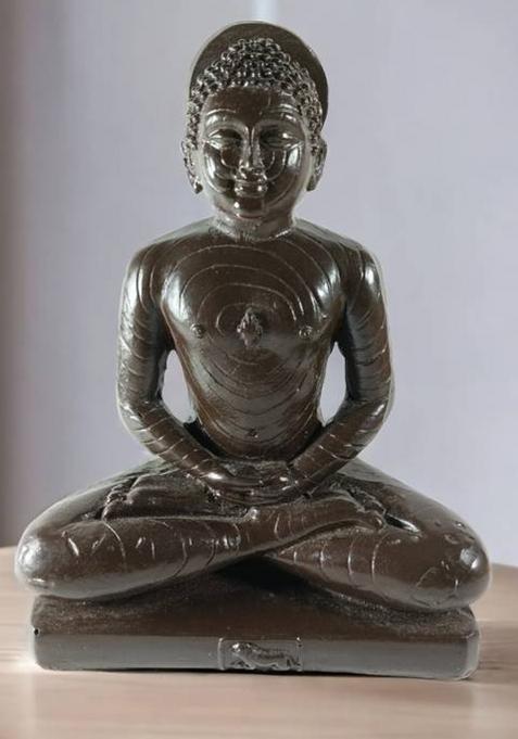 Abhishar Creations Mahavir Jain Statue Figurine Mahavir Swami Murti Statue Idol Sculptur Decorative Showpiece - 19 Cm(Resin Black)