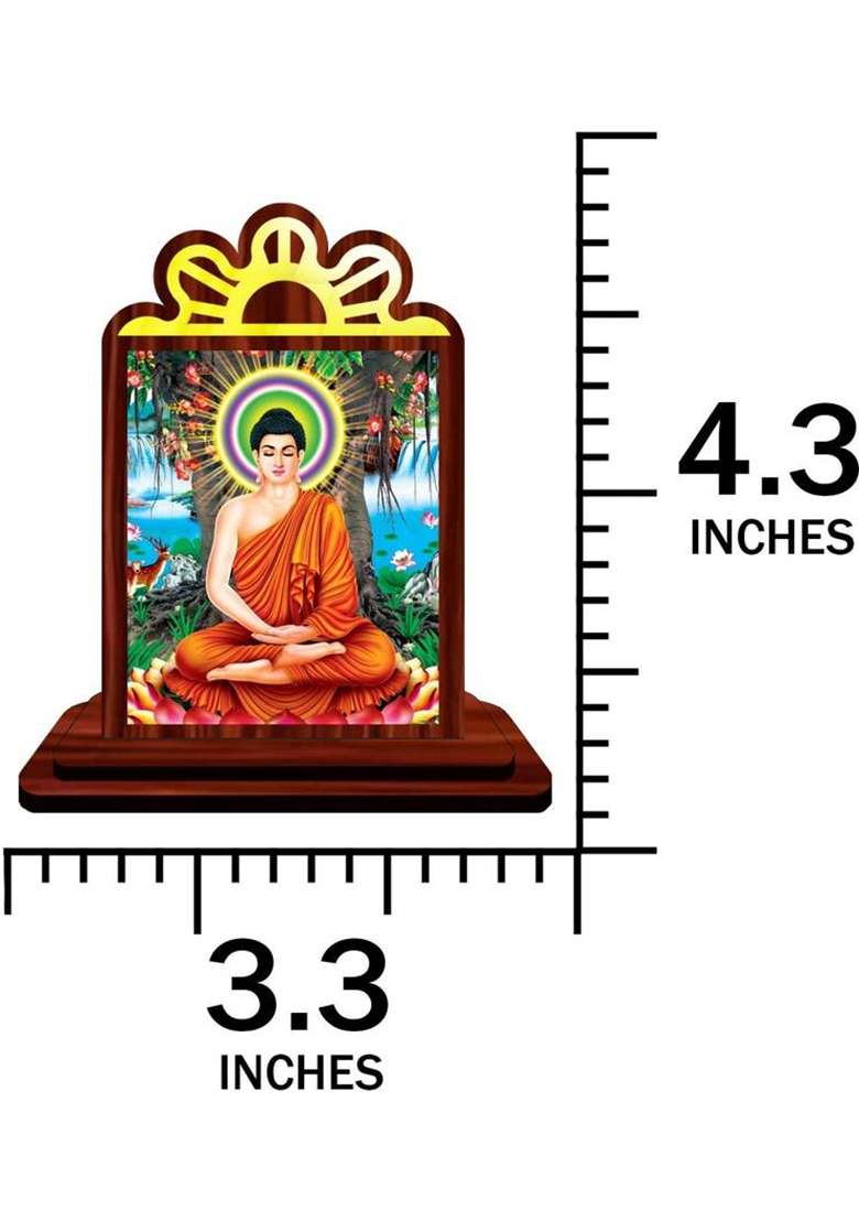 Giftsrange Gautam Buddha Mahavira Siddhartha Car Dashboard Idol Decorative Showpiece - 9.5 Cm(Wood Multicolor) - Indya