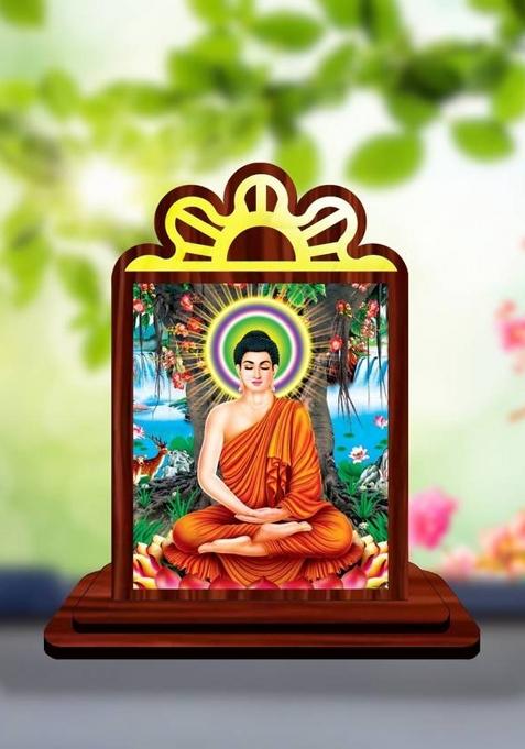 Giftsrange Gautam Buddha Mahavira Siddhartha Car Dashboard Idol Decorative Showpiece - 9.5 Cm(Wood Multicolor)