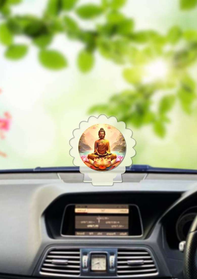 Giftsrange Gautam Buddha Mahavira Siddhartha White Premium Car Dashboard Idol Decorative Showpiece - 8 Cm(Plastic Multicolor White) - Indya