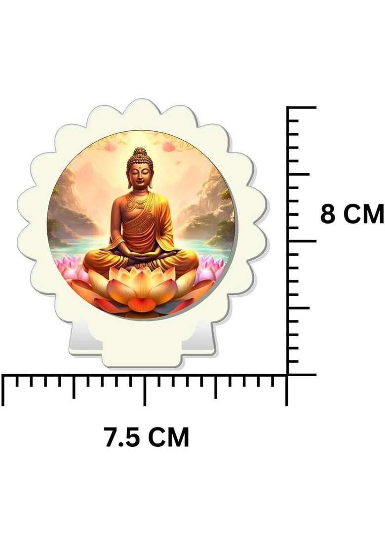 Giftsrange Gautam Buddha Mahavira Siddhartha White Premium Car Dashboard Idol Decorative Showpiece - 8 Cm(Plastic Multicolor White) - Indya