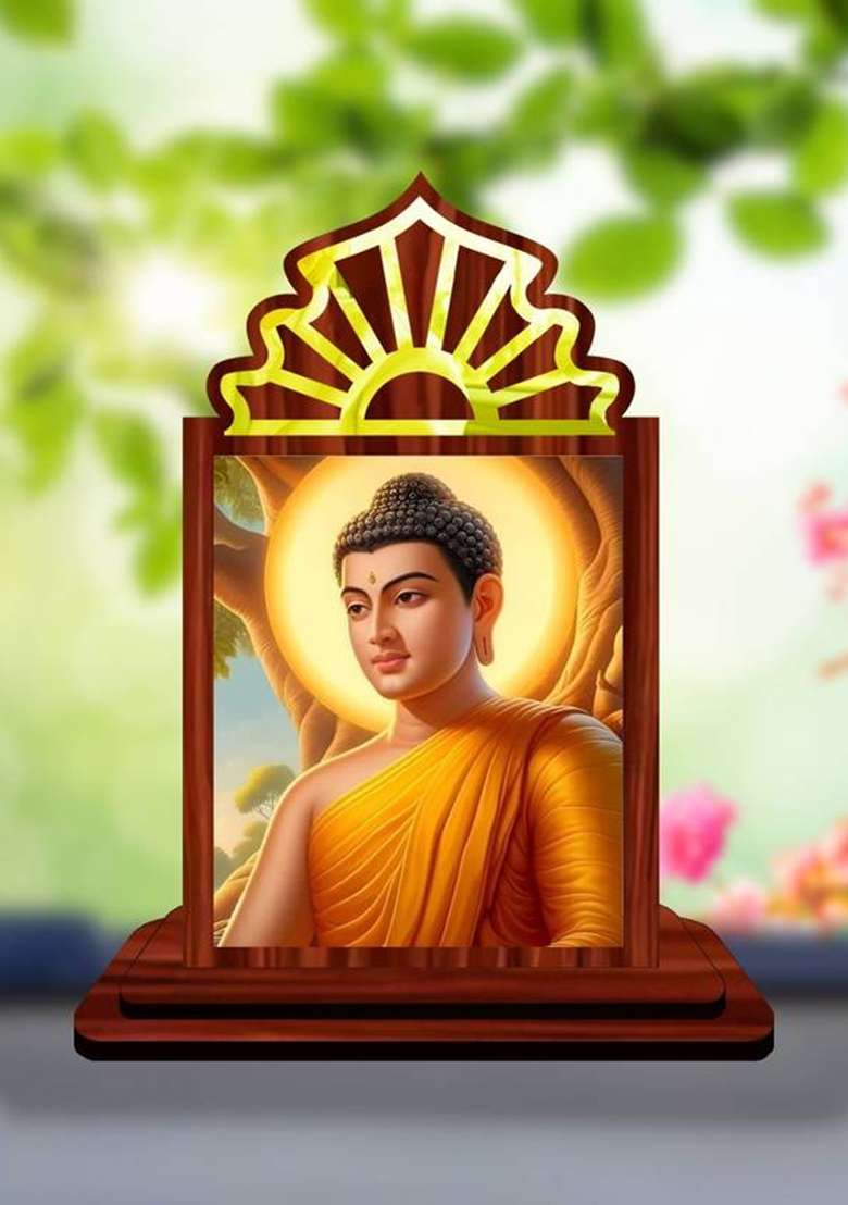 Giftsrange Gautam Buddha Mahavira Siddhartha Car Dashboard Idol Premium Decorative Showpiece - 10.5 Cm(Wood Multicolor) - Indya