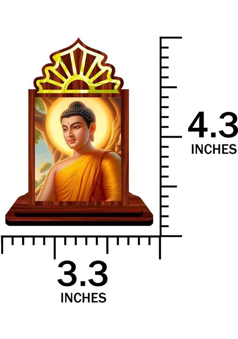 Giftsrange Gautam Buddha Mahavira Siddhartha Car Dashboard Idol Premium Decorative Showpiece - 10.5 Cm(Wood Multicolor) - Indya