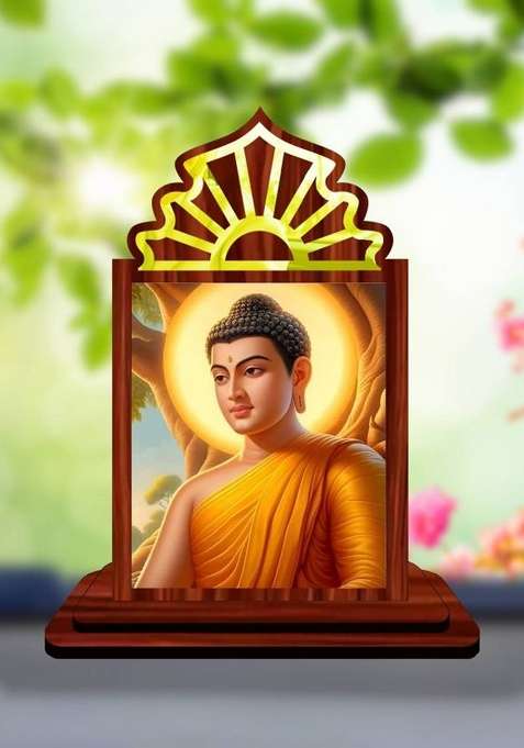 Giftsrange Gautam Buddha Mahavira Siddhartha Car Dashboard Idol Premium Decorative Showpiece - 10.5 Cm(Wood Multicolor)