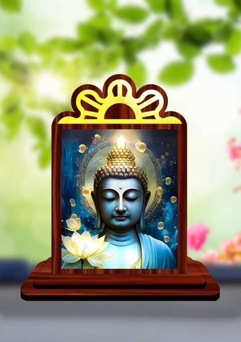 Giftsrange Gautam Buddha Mahavira Siddhartha Car Dashboard Idol Decorative Showpiece - 9.5 Cm(Wood Multicolor) - Indya