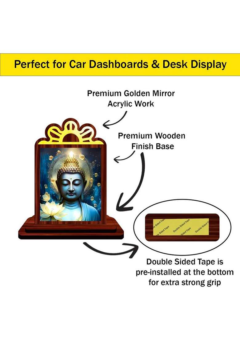 Giftsrange Gautam Buddha Mahavira Siddhartha Car Dashboard Idol Decorative Showpiece - 9.5 Cm(Wood Multicolor) - Indya