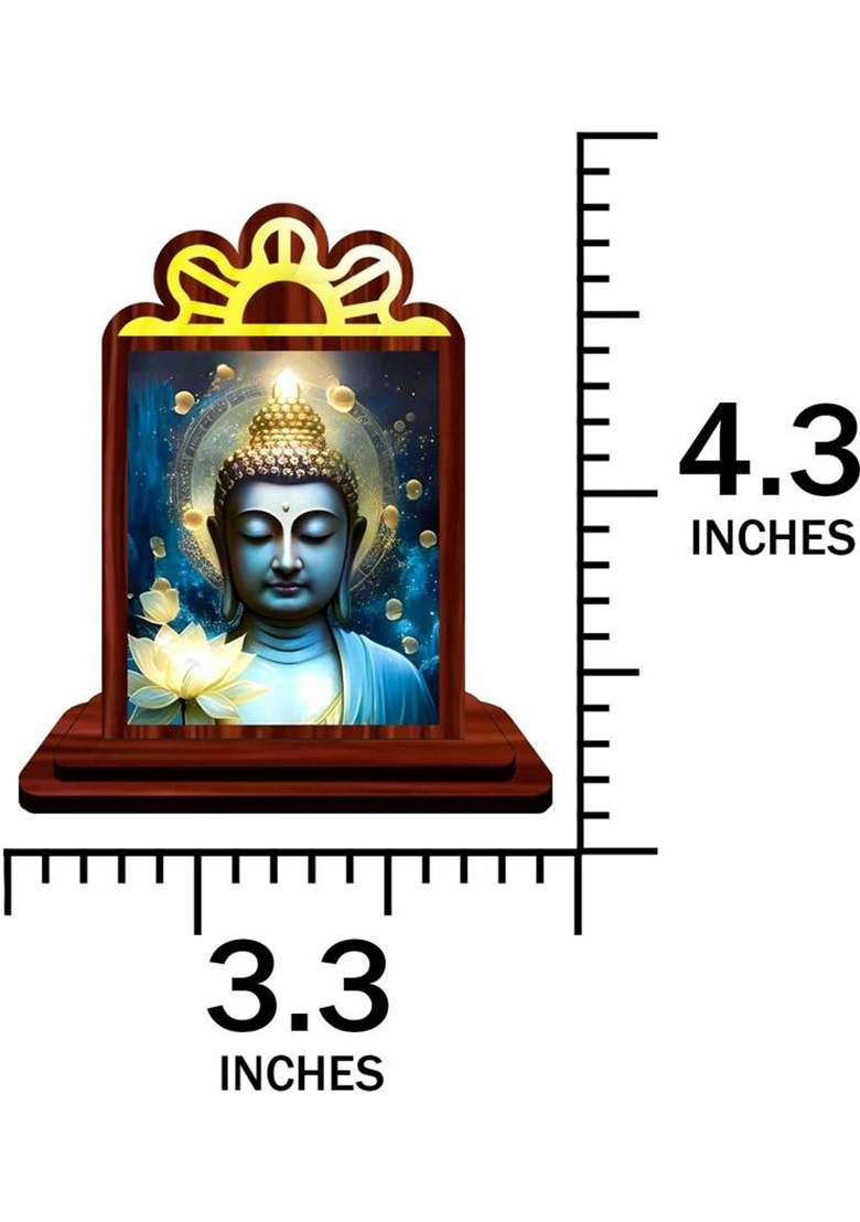 Giftsrange Gautam Buddha Mahavira Siddhartha Car Dashboard Idol Decorative Showpiece - 9.5 Cm(Wood Multicolor) - Indya
