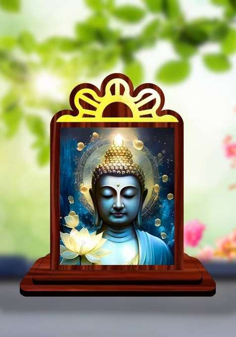 Giftsrange Gautam Buddha Mahavira Siddhartha Car Dashboard Idol Decorative Showpiece - 9.5 Cm(Wood Multicolor)
