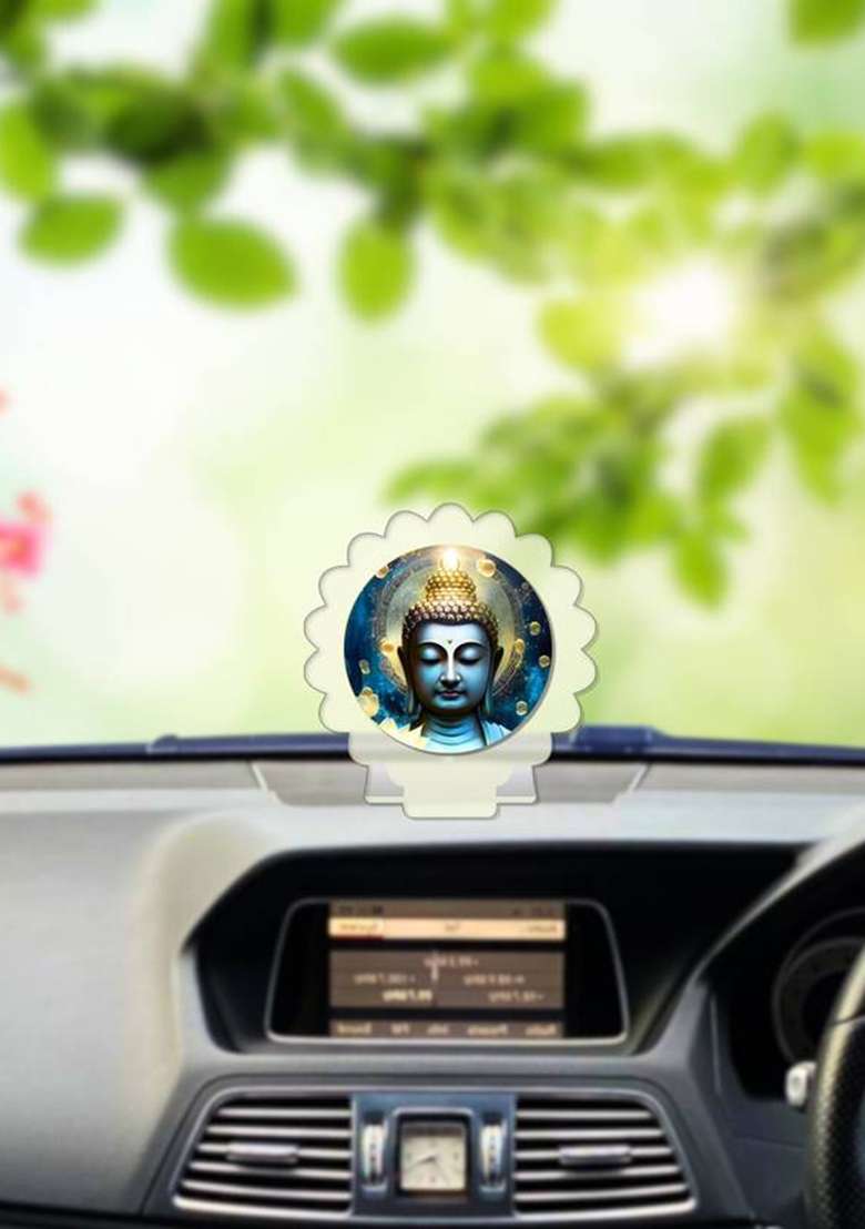 Giftsrange Gautam Buddha Mahavira Siddhartha White Premium Car Dashboard Idol Decorative Showpiece - 8 Cm(Plastic Multicolor White) - Indya