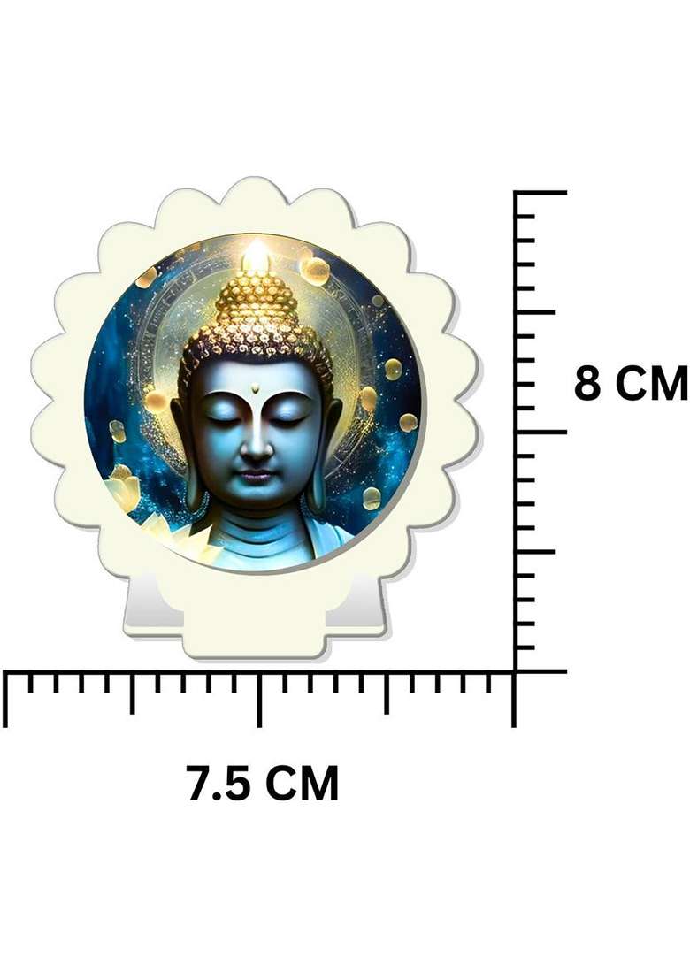 Giftsrange Gautam Buddha Mahavira Siddhartha White Premium Car Dashboard Idol Decorative Showpiece - 8 Cm(Plastic Multicolor White) - Indya