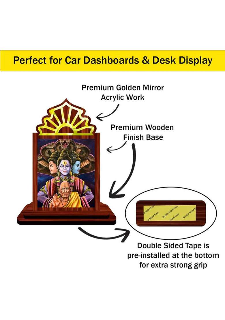 Giftsrange Akkalkot Swami Samarth Car Dashboard Idol Decorative Showpiece - 10.5 Cm(Wood Multicolor) - Indya